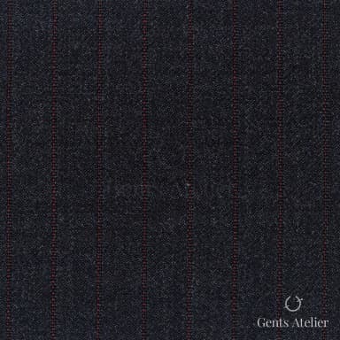 Костюмная ткань Marzoni 621 - 037 / 800 — Антрацит / Красный, полоса, 100% шерсть