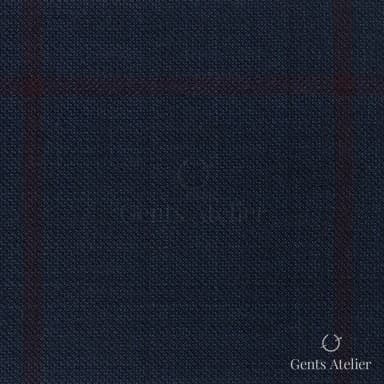 Костюмная ткань Marzoni 621 - 072 / 900 — Синий / Красный, оконная клетка, 100% шерсть