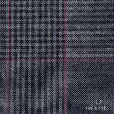 Костюмная ткань Marzoni 631 - 021 / 900 — Антрацит / Pink, оконная клетка, 100% шерсть