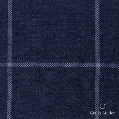 Костюмная ткань Marzoni 631 - 051 / 900 — Тёмно-синий, оконная клетка, 100% шерсть