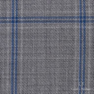 Костюмная ткань Marzoni 631 - 057 / 900 — Серый / Синий, оконная клетка, 100% шерсть