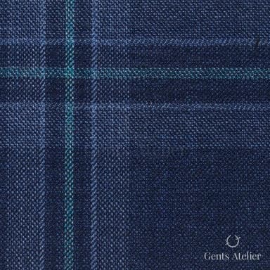 Костюмная ткань Marzoni 651 - 697 / 1000 — Синий / Teal, оконная клетка, 100% шерсть