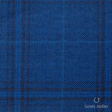 Костюмная ткань Marzoni 600 - 245 / 900 — Синий, оконная клетка, 100% шерсть