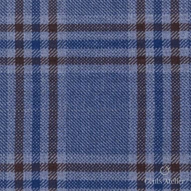 Костюмная ткань Marzoni 600 - 302 / 900 — Голубой / Коричневый, клетка, 100% шерсть