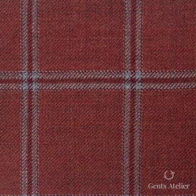 Костюмная ткань Marzoni 600 - 319 / 900 — Бордовый, оконная клетка, 100% шерсть
