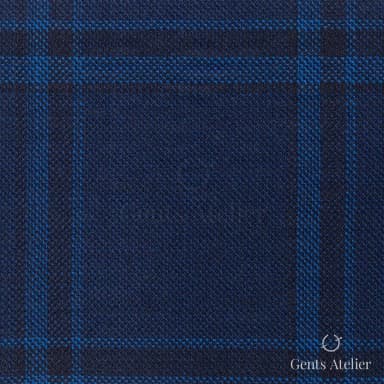 Костюмная ткань Marzoni 600 - 321 / 900 — Синий, оконная клетка, 100% шерсть