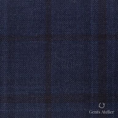 Костюмная ткань Marzoni 600 - 374 / 900 — Тёмно-синий / Синий, оконная клетка, 100% шерсть