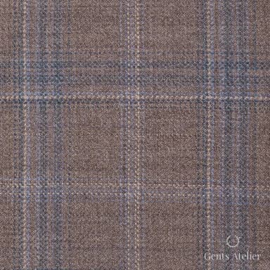 Костюмная ткань Marzoni 600 - 394 / 900 — Тауп / Синий, оконная клетка, 100% шерсть