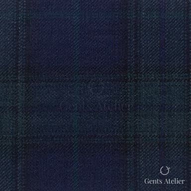 Костюмная ткань Marzoni 600 - 396 / 900 — Синий / Зелёный, оконная клетка, 100% шерсть