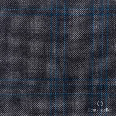 Костюмная ткань Marzoni 600 - 415 / 900 — Серый / Teal, оконная клетка, 100% шерсть