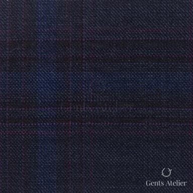 Костюмная ткань Marzoni 600 - 416 / 900 — Тёмно-синий / Фиолетовый, оконная клетка, 100% шерсть
