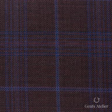 Костюмная ткань Marzoni 600 - 419 / 900 — Коричневый / Синий, оконная клетка, 100% шерсть