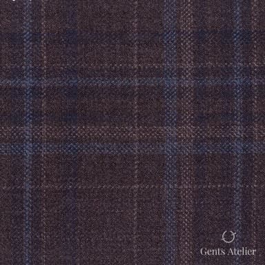 Костюмная ткань Marzoni 600 - 426 / 900 — Коричневый / Синий, оконная клетка, 100% шерсть