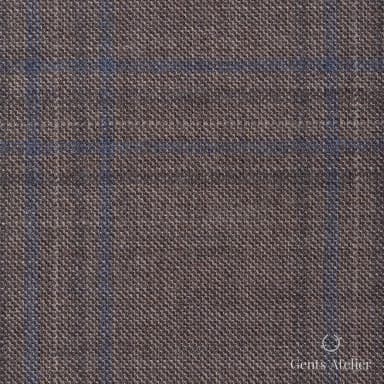 Костюмная ткань Marzoni 600 - 433 / 900 — Light Brown / Синий, оконная клетка, 100% шерсть