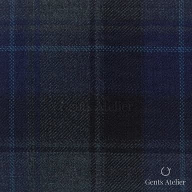 Костюмная ткань Marzoni 600 - 438 / 900 — Синий / Зелёный, оконная клетка, 100% шерсть