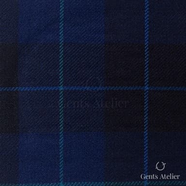 Костюмная ткань Marzoni 600 - 446 / 900 — Синий / Зелёный, оконная клетка, 100% шерсть