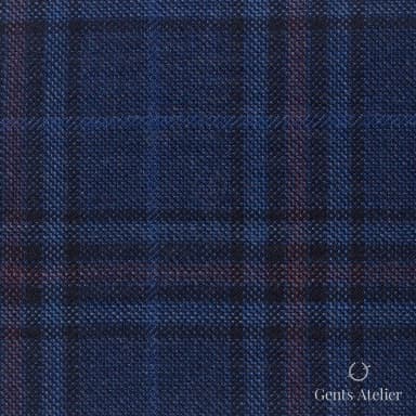 Костюмная ткань Marzoni 600 - 447 / 900 — Синий / Pink, оконная клетка, 100% шерсть
