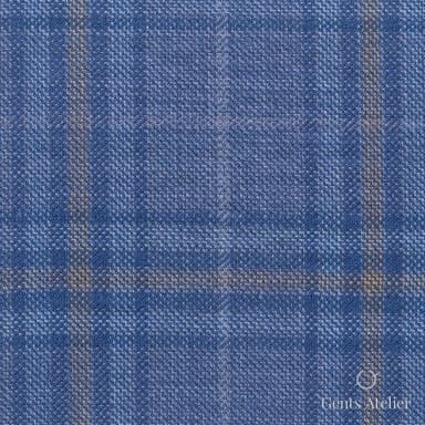 Костюмная ткань Marzoni 600 - 449 / 900 — Синий / Коричневый, оконная клетка, 100% шерсть