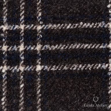 Костюмная ткань Marzoni 601 - 532 / 900 — Коричневый / Тёмно-синий / Белый, оконная клетка, 95% шерсть, 5% nylon