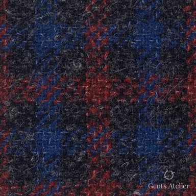Костюмная ткань Marzoni 665 - 102 / 1500 — Красный / Антрацит, клетка, 61% шерсть, 16% мохер, 14% шёлк, 9% кашемир