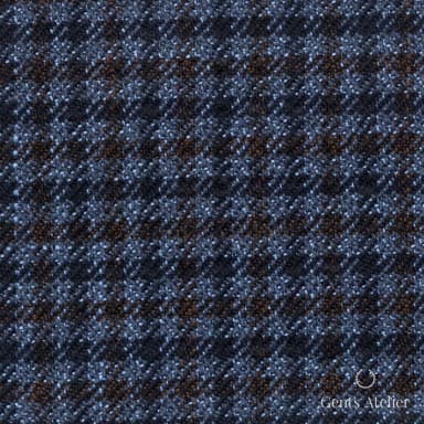 Костюмная ткань Marzoni 601 - 898 / 1200 — Синий / Тёмно-синий / Tan, клетка, 60% шерсть, 20% бамбук, 10% кашемир, 10% мохер