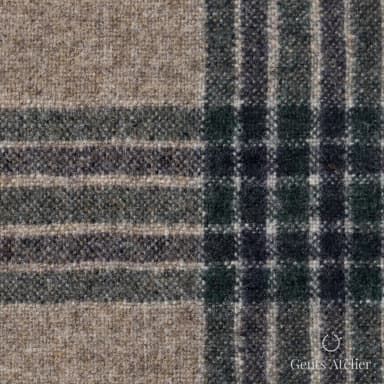 Костюмная ткань Marzoni 641 - 141 / 900 — Apricot / Зелёный, клетка, 100% шерсть