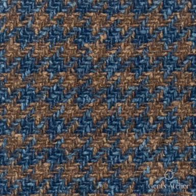 Костюмная ткань Marzoni 641 - 150 / 1200 — Teal / Коричневый, ёлочка, 71% шерсть, 29% шёлк