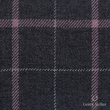 Костюмная ткань Marzoni 651 - 038 / 1200 — Серый / Pink, оконная клетка, 100% шерсть
