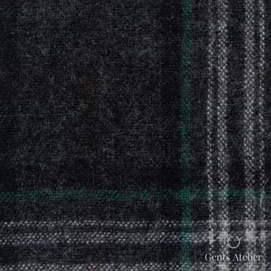 Костюмная ткань Marzoni 651 - 642 / 1200 — Серый / Зелёный, оконная клетка, 100% шерсть
