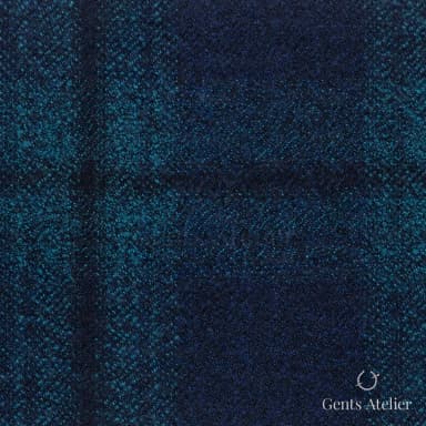 Костюмная ткань Marzoni 651 - 654 / 1200 — Синий / Teal, оконная клетка, 100% шерсть