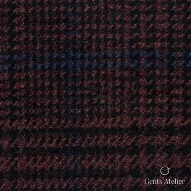 Костюмная ткань Marzoni 651 - 659 / 1200 — Бордовый / Синий, оконная клетка, 90% шерсть, 10% кашемир