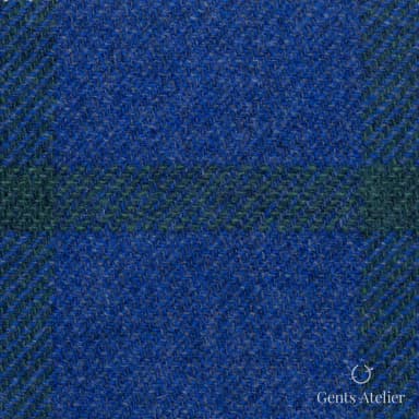 Костюмная ткань Marzoni 651 - 667 / 1200 — Синий / Зелёный, оконная клетка, 90% шерсть, 10% кашемир