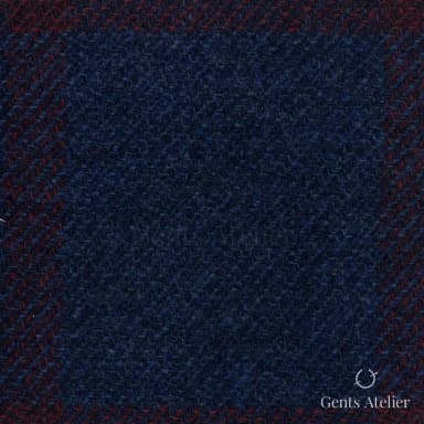 Костюмная ткань Marzoni 651 - 670 / 1200 — Синий / Красный, оконная клетка, 90% шерсть, 10% кашемир