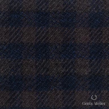 Костюмная ткань Marzoni 651 - 681 / 1200 — Коричневый / Тёмно-синий, клетка, 90% шерсть, 10% кашемир