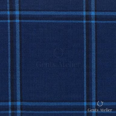 Костюмная ткань Marzoni 600 - 266 / 900 — Синий / Голубой, виндоупейн, 100% шерсть