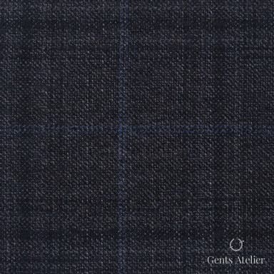 Костюмная ткань Marzoni 600 - 384 / 900 — Серый / Синий, в клетку, 100% шерсть