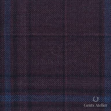 Костюмная ткань Marzoni 600 - 474 / 1000 — Бордовый / Голубой, виндоупейн, 100% шерсть