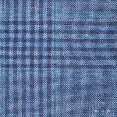 Костюмная ткань Marzoni 600 - 483 / 1000 — Голубой / Зелёный, виндоупейн, 100% шерсть