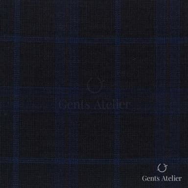 Костюмная ткань Marzoni 606 - 269 / 900 — Полуночно-синий / Чёрный, в клетку, 100% шерсть