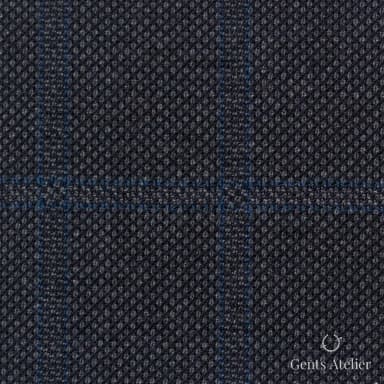 Костюмная ткань Marzoni 606 - 390 / 800 — Угольно-серый / Синий, виндоупейн, 100% шерсть