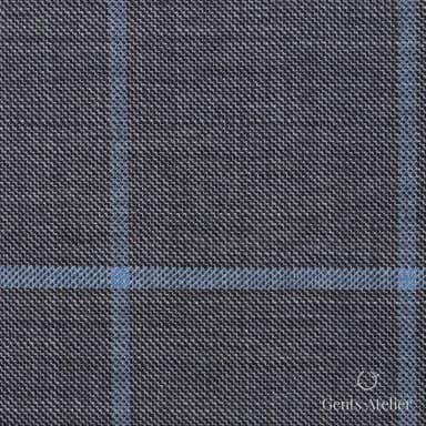 Костюмная ткань Marzoni 609 - 480 / 900 — Серый / Голубой, виндоупейн, 100% шерсть