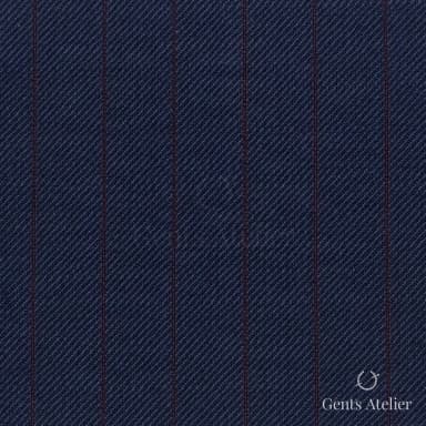 Костюмная ткань Marzoni 609 - 851 / 1000 — Тёмно-синий / Красный, в полоску, 100% шерсть