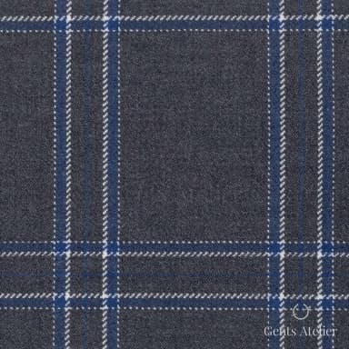 Костюмная ткань Marzoni 631 - 023 / 900 — Тёмно-серый / Синий, виндоупейн, 100% шерсть