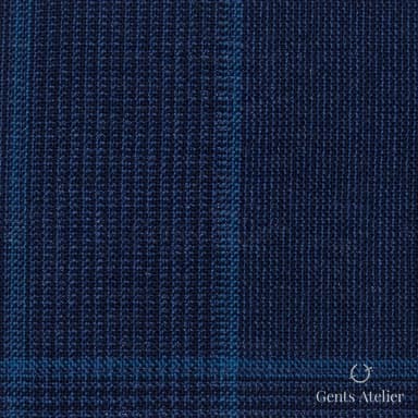Костюмная ткань Marzoni 631 - 059 / 900 — Синий / Бирюзовый, виндоупейн, 100% шерсть
