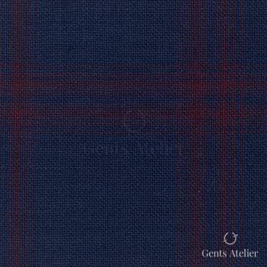Костюмная ткань Marzoni 651 - 747 / 1200 — Синий / Красный, в клетку, 100% шерсть