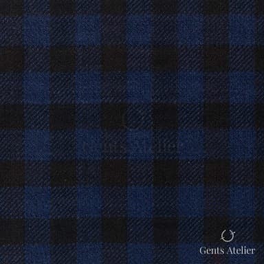 Костюмная ткань Marzoni 600 - 250 / 900 — Тёмно-синий / Антрацит, клетка, 100% шерсть