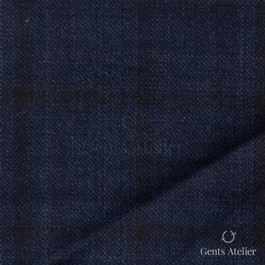 Костюмная ткань Marzoni 600 - 374 / 900 — Тёмно-синий / Синий, оконная клетка, 100% шерсть