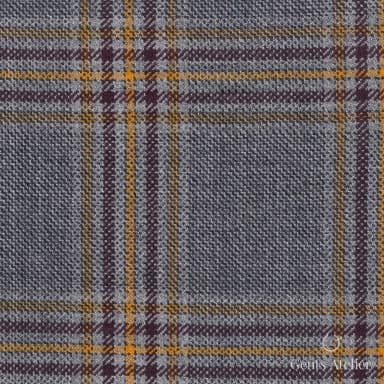 Костюмная ткань Marzoni 600 - 389 / 900 — Серый / Yellow / Бордовый, клетка, 100% шерсть