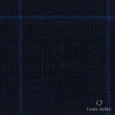 Костюмная ткань Marzoni 631 - 043 / 900 — Тёмно-синий / Синий, оконная клетка, 100% шерсть