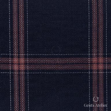 Костюмная ткань Marzoni 651 - 712 / 1200 — Тёмно-синий / Pink, клетка, 100% шерсть